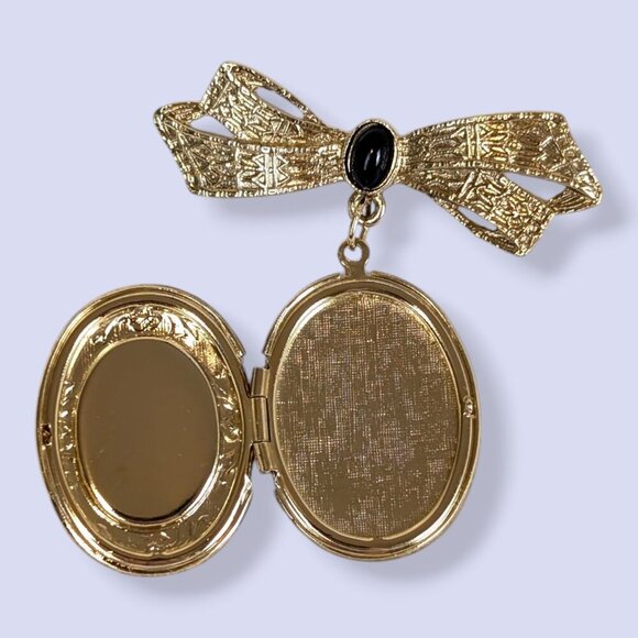 (2/$20) Vintage Bow Locket Brooch - Picture 5 of 7